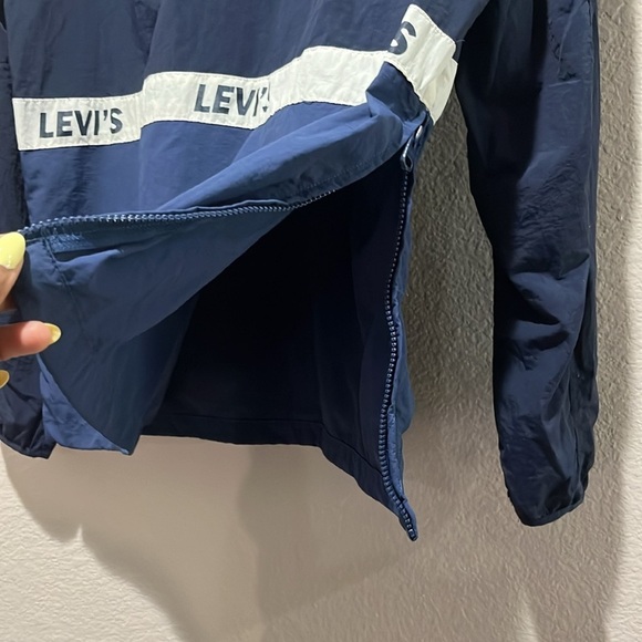 Levi’s Windbreaker Jacket Men’s S 1/2 Zip Pullover Blue White Water Resistant - Picture 9 of 14